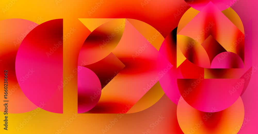 Poster abstract composition. overlapping colorful circles create dynamic visual effect. warm tones dominate
