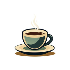 a steaming cup of coffee on a matching saucer vector art