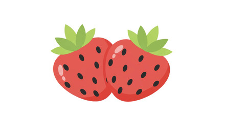 Vibrant strawberry illustration with leafy green accents