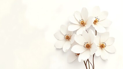 Elegant White Flowers with Gold Accents on Textured Background