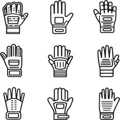 Fototapeta premium Driving Gloves black Line Editable Icons set