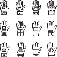 Fototapeta premium Driving Gloves black Line Editable Icons set