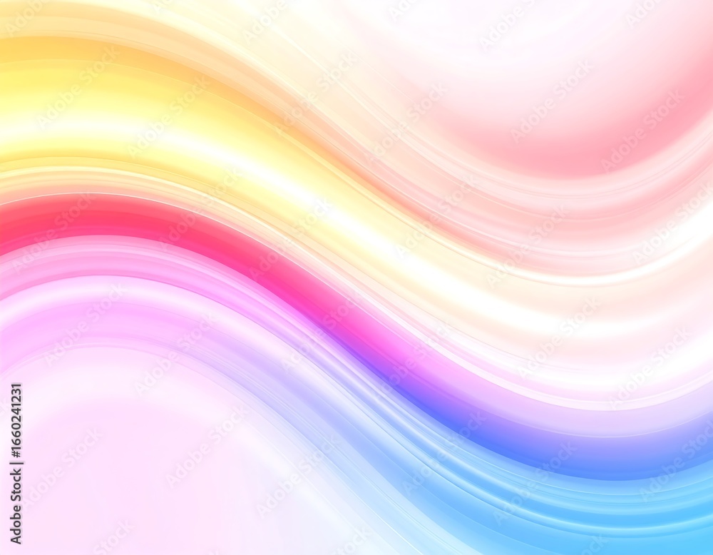 Poster abstract 3d flowing waves of soft pastel colors create a gentle and soothing background