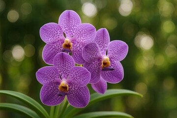 Beautiful Vanda Orchid Serenity with Blur Background