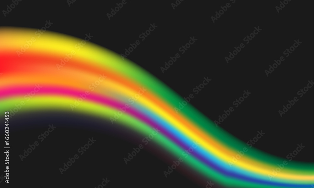 Poster abstract futuristic background with colorful light waves and gradient spheres on dark space. modern 