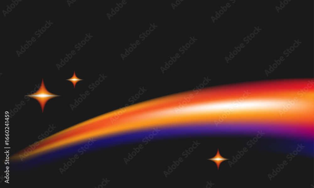 Poster abstract futuristic background with colorful light waves and gradient spheres on dark space. modern 