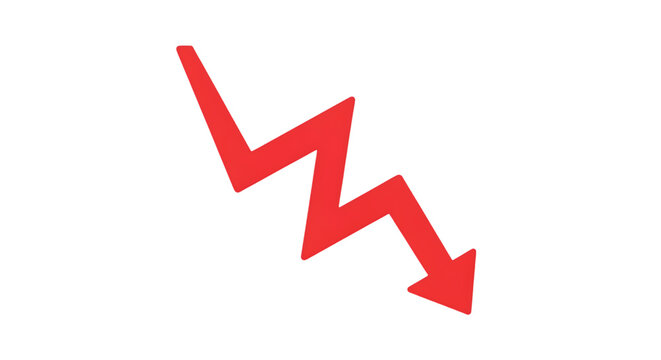 Red downward zigzag arrow symbol png transparent background