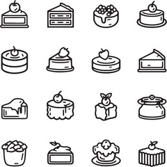 Dulce de Leche Black Line Editable Icons set