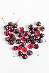 cherry heart shape white background
