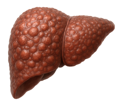 Liver with uneven surface and prominent nodules.