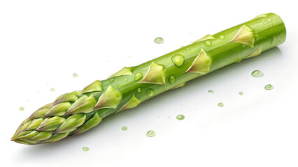 Asparagus stalk with water drops on a white background