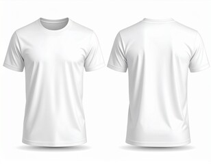 Clean vector mockup illustration of a plain t-shirt front and back view, isolated on white background, minimalist style, simple flat design, easy to edit for branding and printing needs