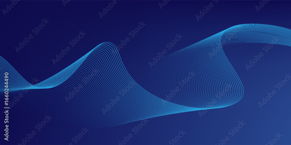 Poster abstract blue background with glowing curved lines. shiny blue swirl curve lines design. spiral line