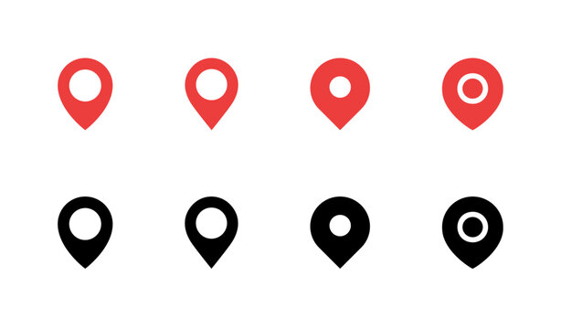 A set of different kinds of location pins