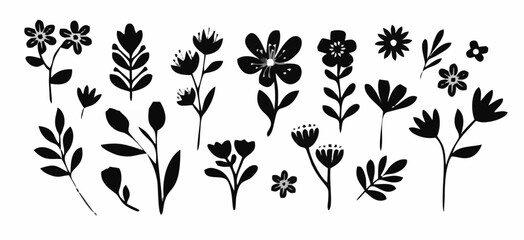 Silhouette flower. Hand drawn...