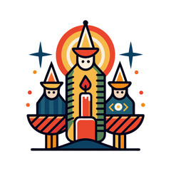 candlemas pixar art style bold line art white vector art