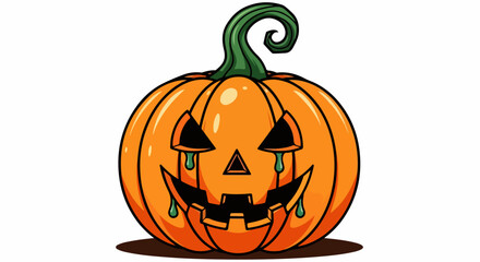 Cartoon Halloween Jack-o-Lantern Pumpkin with Crying Eyes.
