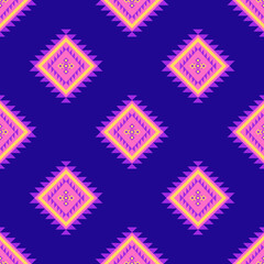 Indigo navy blue geometric traditional ethnic pattern Ikat seamless pattern border abstract design for fabric print cloth dress carpet curtains and sarong Aztec African Indian Indonesian 