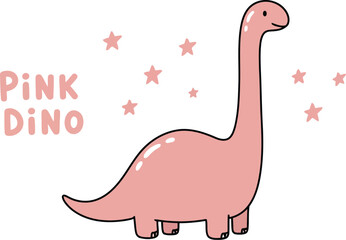 Cute pink dinosaur illustration