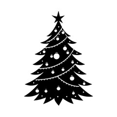 christmas tree with ornaments and lights vector art