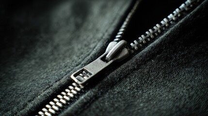 Close-up of a Metal Jacket Zipper Detail