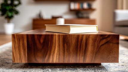 Modern Coffee Table with Book in Cozy Living Room