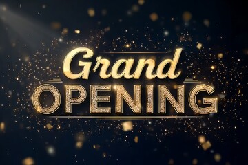 Celebrate your new venture with this stunning grand opening announcement featuring sparkling gold text and confetti