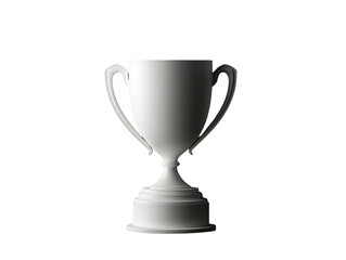 Silver trophy cup on white background symbolizing victory and achievement