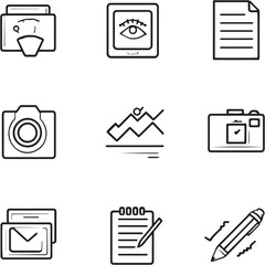 Flashcards black Line Editable Icons set