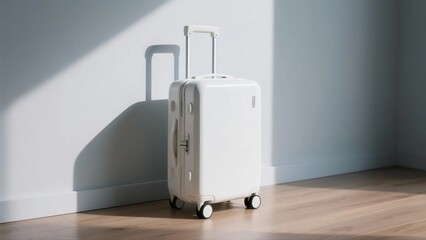 Minimalist White Luggage Still Life Scene