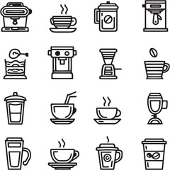 Espresso Con Panna black Line Editable Icons set