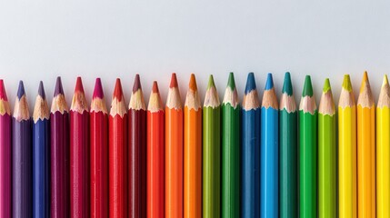 Colorful Assortment of Pencils in a Neat Row