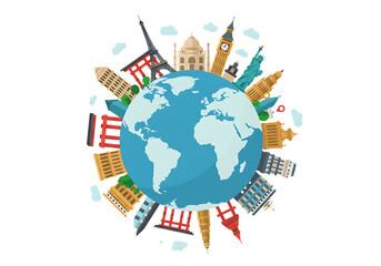 People around the world connected by globe illustration