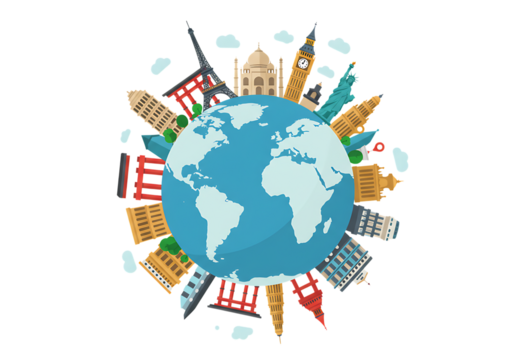 People around the world connected by globe illustration