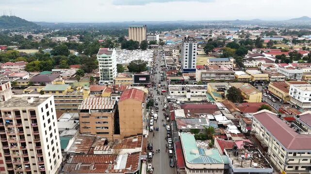 Aerial view of Arusha city in Tanzania