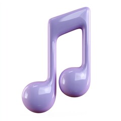 Smooth Purple Eighth Note 3D Graphic on White music