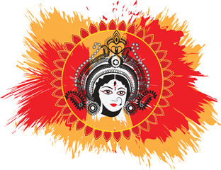 Hindu Goddess Maa Durga with a splash of watercolors.
