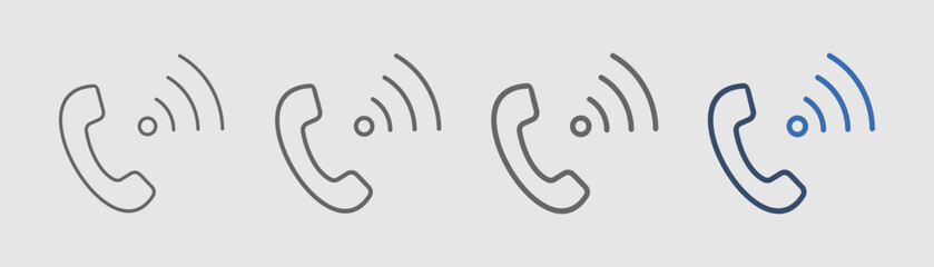 
outline icon set of telephone with telephone handle design and wi fi design