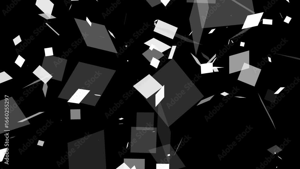 Aufkleber abstract squares floating on black background - motion graphics