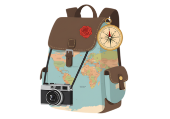 Vector illustration of a travel bag and suitcase for vacation and journey