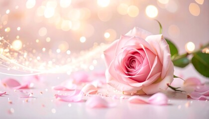 Pink Rose with Festive Lights, and Romance.