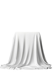 White fabric gracefully draped over hidden object on table