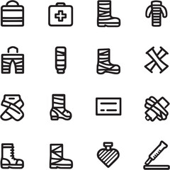 Fashion Bandage black Line Editable Icons set