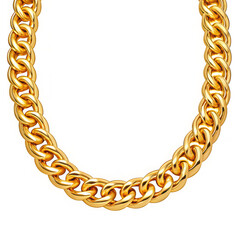 Obraz premium A thick polished gold curb link chain necklace isolated on transparent background