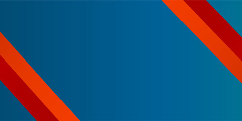 Blue abstract background with orange and red two stripes. Simple design