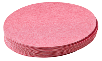 Stack of pink circular cleaning cloths