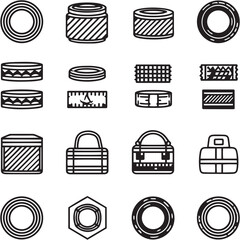 Fashion Tape black Line Editable Icons set