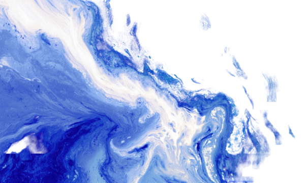 Abstract swirling blue and white paint