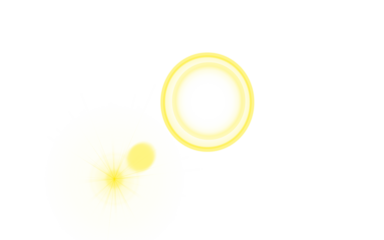 Simple yellow light circle and sunburst PNG illustration
