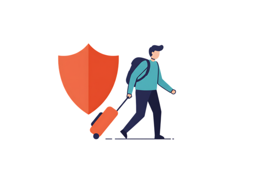 Red umbrella and ribbon man illustration